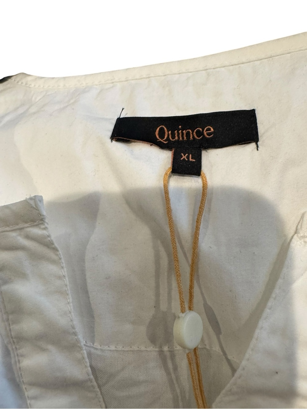 Quince white poplin Short Puff Sleeve Smocked Waist Mini Dress - Picture 4 of 5